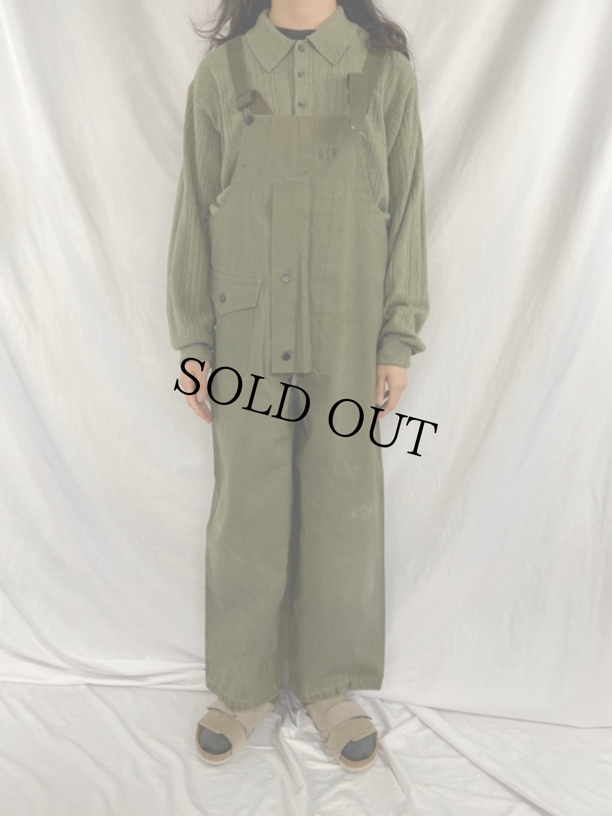 画像2: 40's U.S.NAVY N-2 デッキレインオーバーオール SMALL (2)