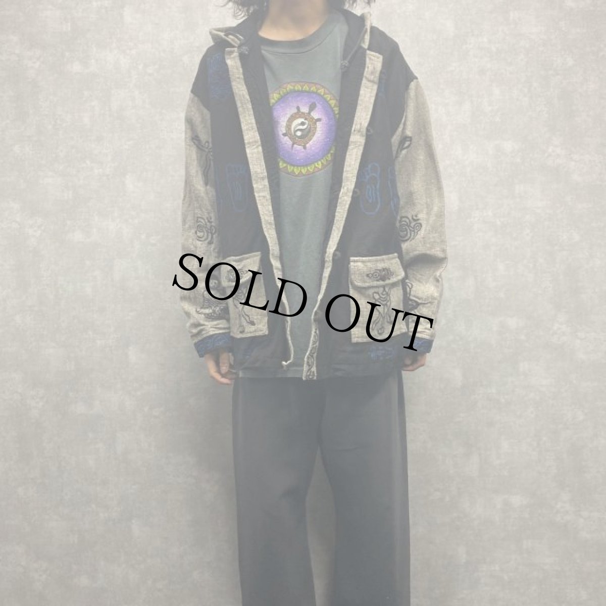 画像3: エスニック×和柄 コットンパーカー XL (3)