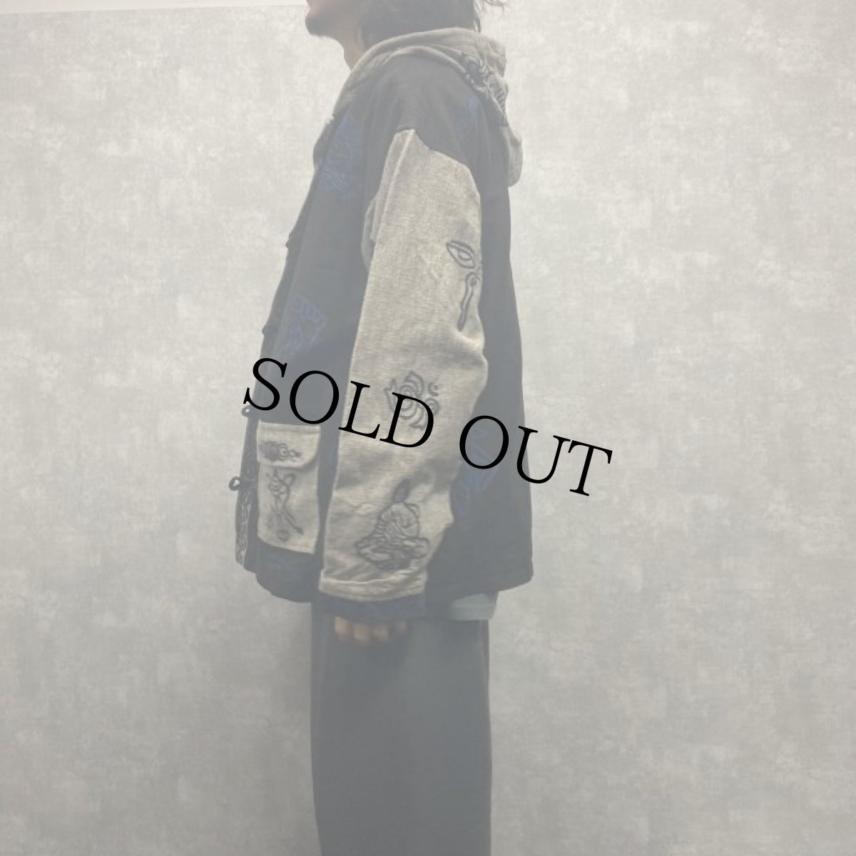 画像4: エスニック×和柄 コットンパーカー XL (4)