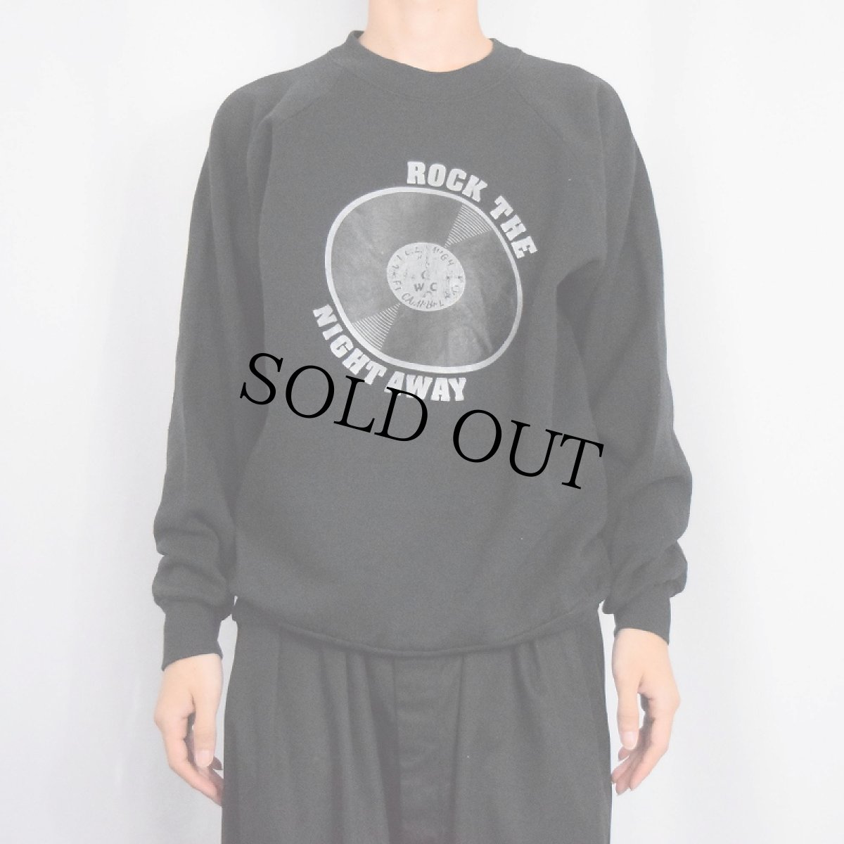 画像2: 90's USA製 "ROCK THE NIGHT AWAY" プリントスウェット BLACK XL (2)