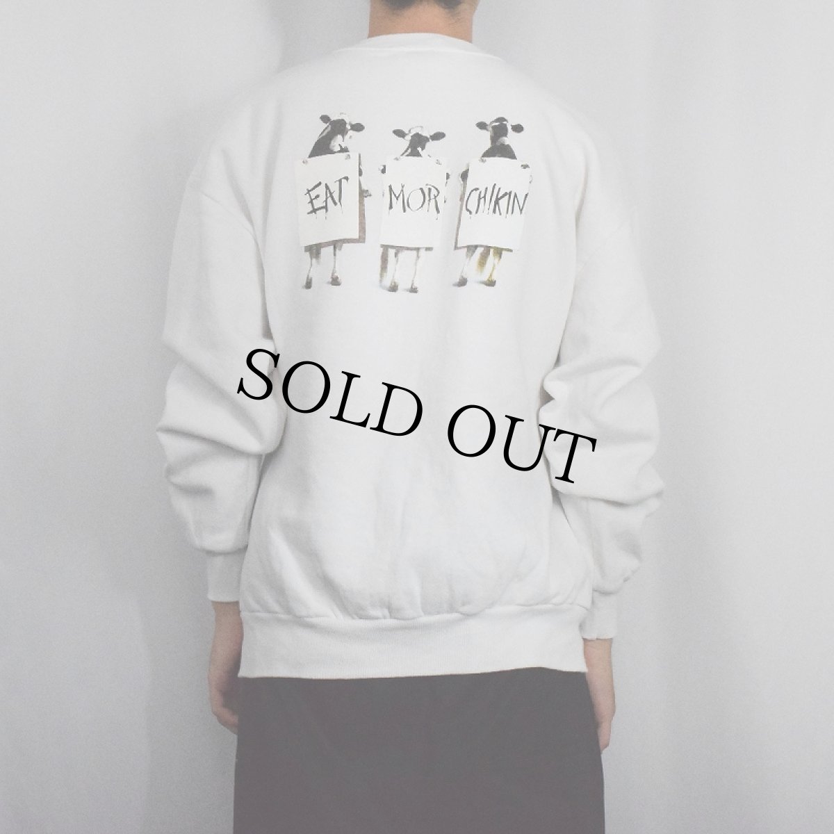 画像4: 90's Chick-fil-A USA製 "EAT MOR CHIKIN" ファーストフードチェーンプリントスウェット L (4)