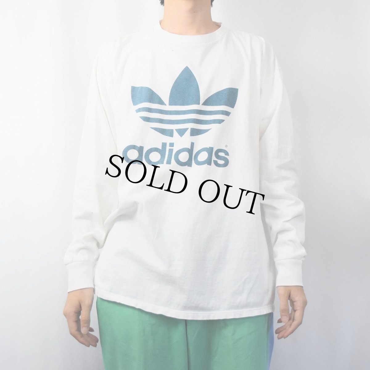 画像3: 80's adidas USA製 ロゴプリントロンT L (3)