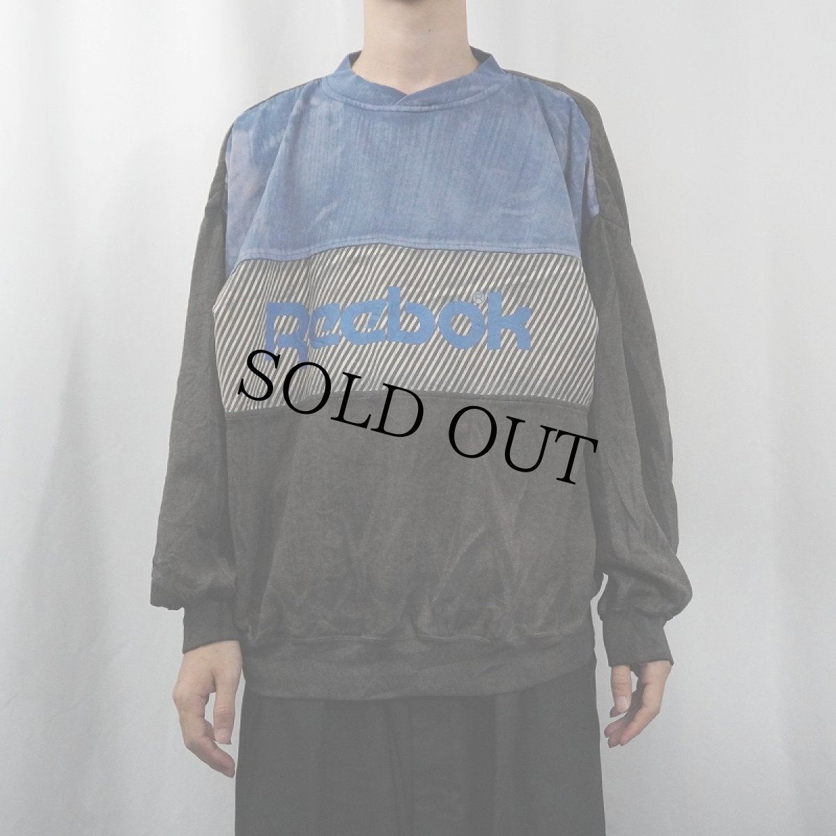 画像2: 80's Reebok SPORT ブリーチ 切り替えデザインスウェット XL (2)