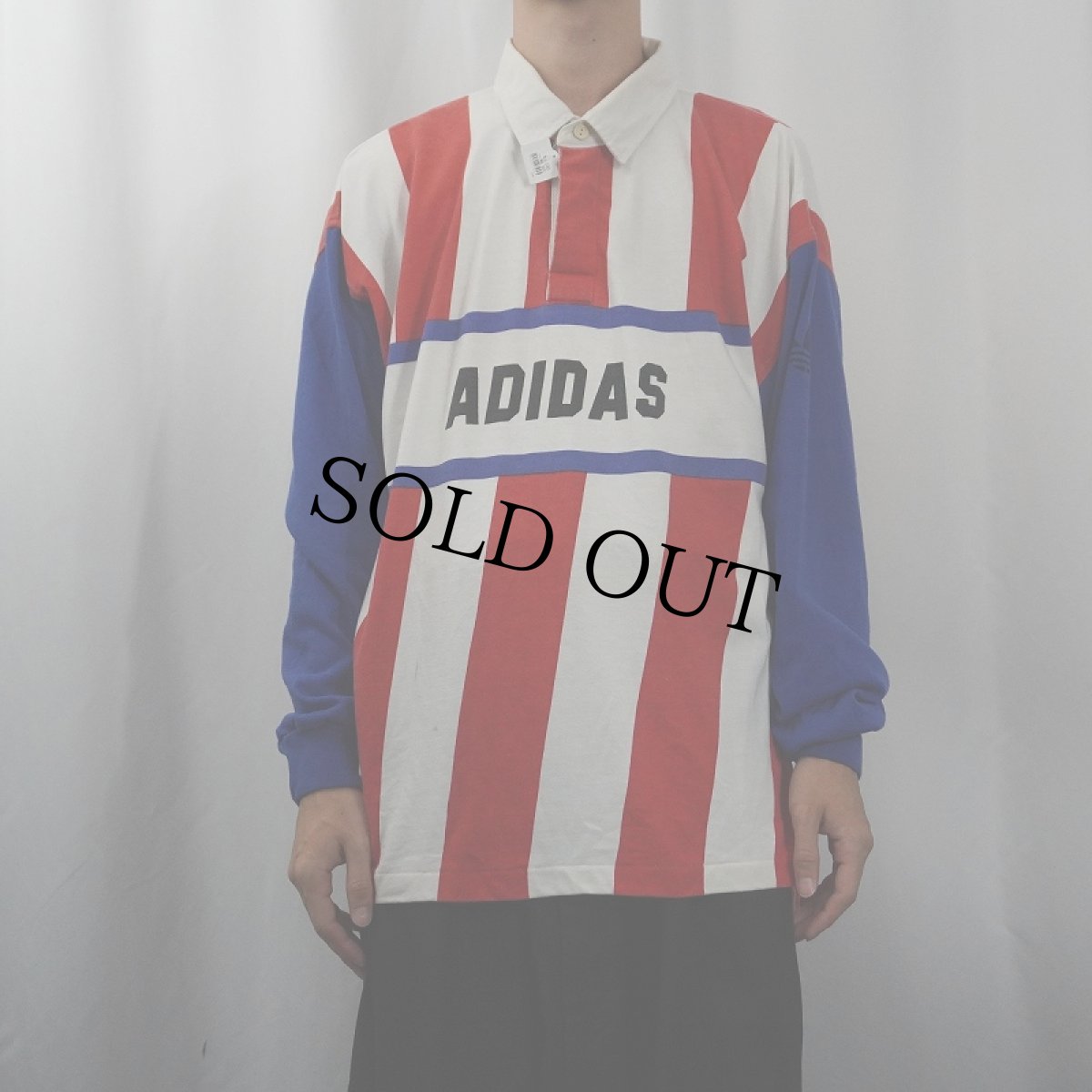 画像2: 80's adidas ストライプ柄 切り替えデザインラガーシャツ (2)