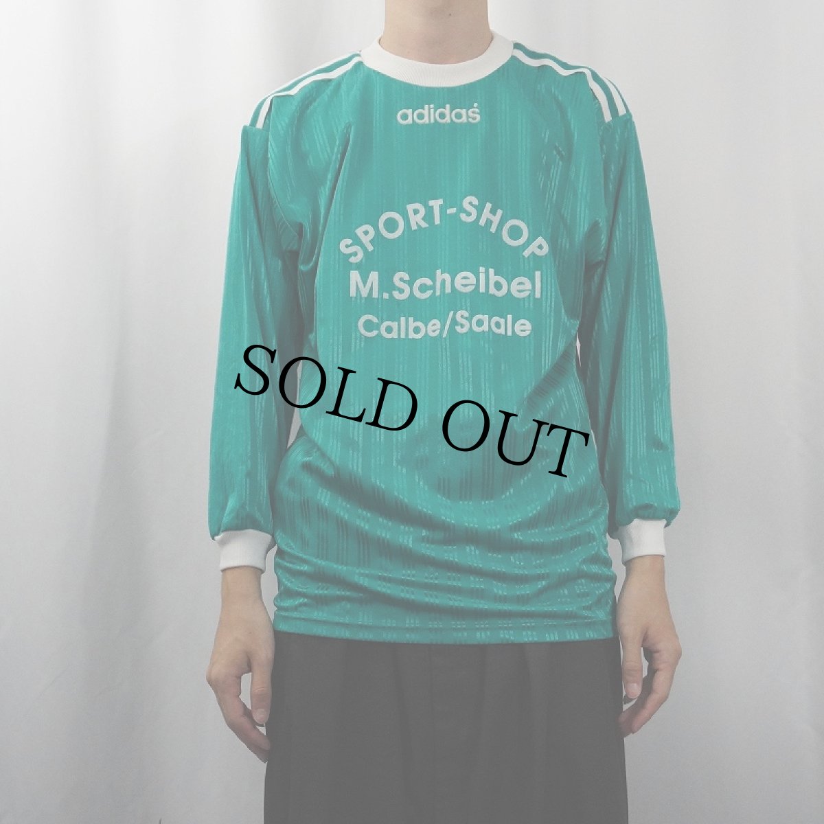 画像3: 80's adidas England製 "SPORT-SHOP M.Scheibel Calbe/Saale" フロッキープリントゲームシャツ (3)