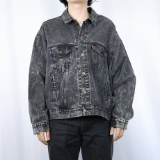 画像2: 80's Levi's 70507-0253 USA製 ケミカルウォッシュ ブラックデニムジャケット XL (2)