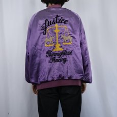 画像4: 80〜90's WestArk USA製 "Justice" チェーン刺繍 サテンスタジャン 3XL (4)