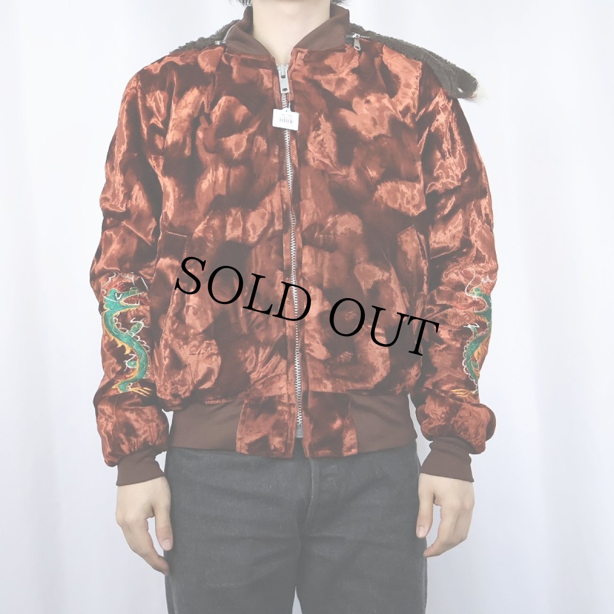 画像3: 80's "KOREA" ラビットフード ベロアスーベニアジャケット L (3)