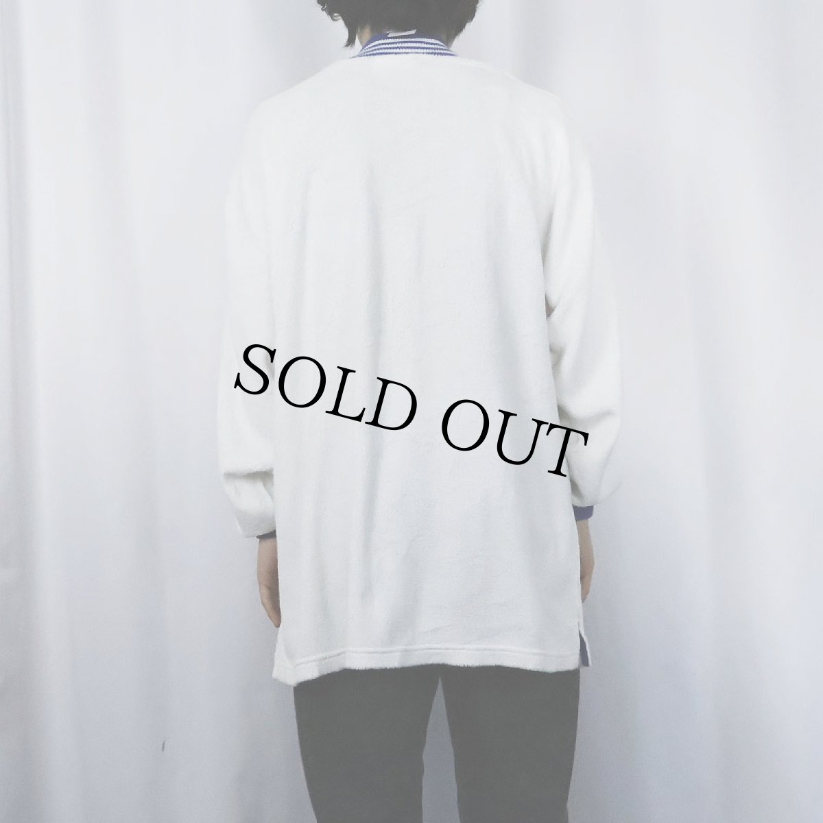 画像3: 80's adidas ロゴ刺繍 フリースプルオーバー L (3)