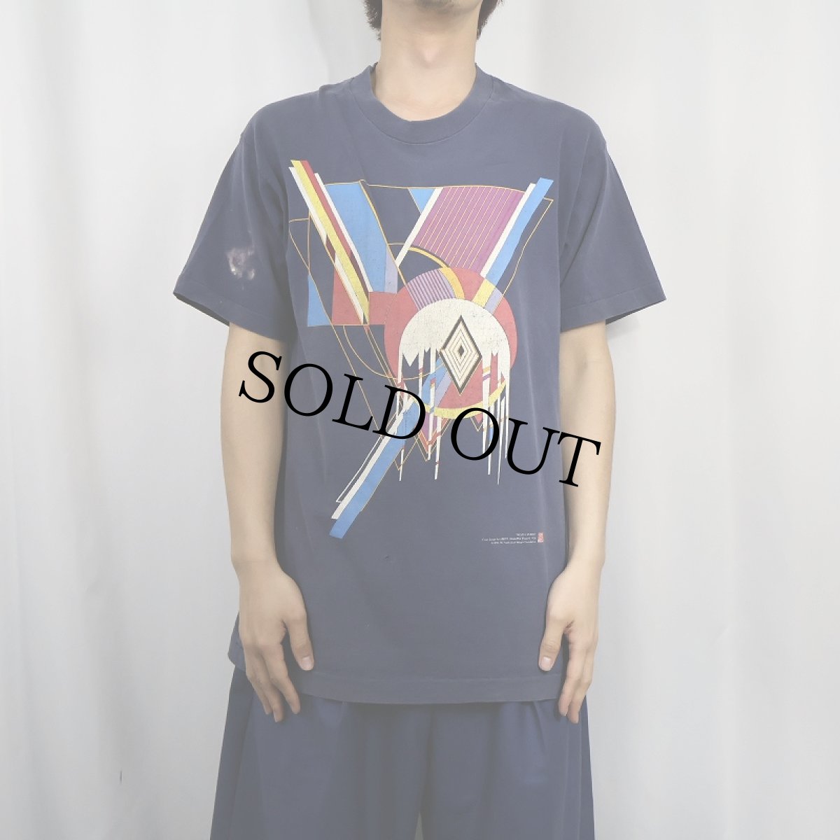 画像2: 90's Frank Lloyd Wright USA製 "FROZEN SPHERES" 建築家 アートプリントTシャツ NAVY L (2)