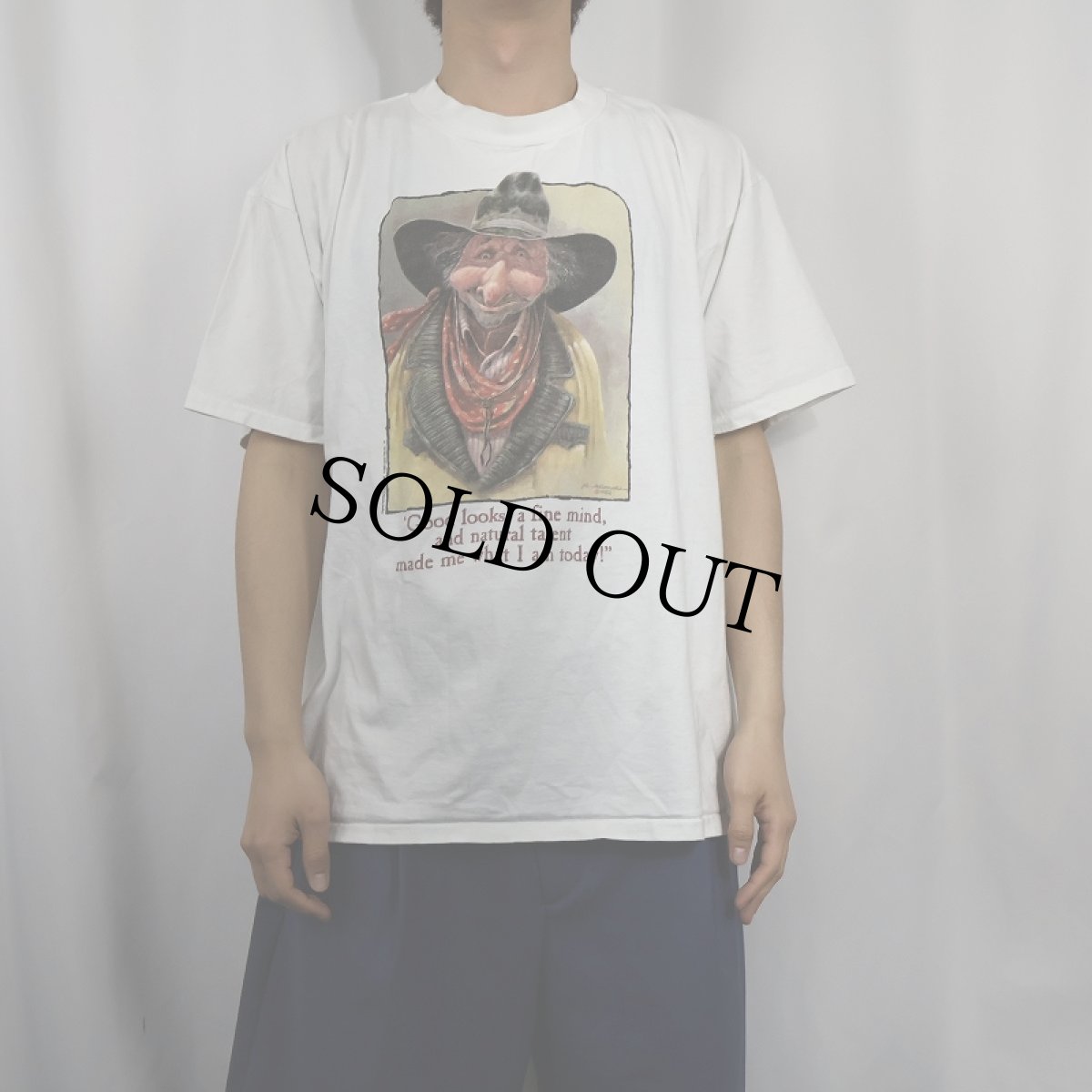 画像2: 90's Mike Scovel USA製 "Good looks, a fine..." イラストプリントTシャツ XL (2)