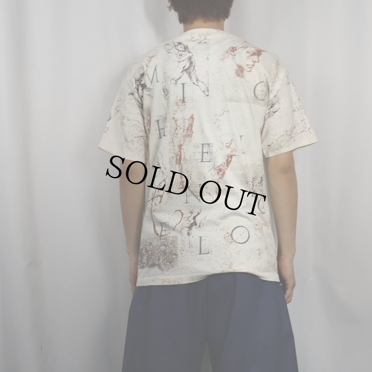 画像3: 90's Michelangelo USA製 アート柄 マルチプリントTシャツ L (3)