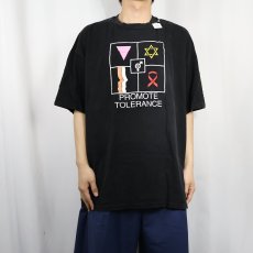 画像2: 90's "PROMOTE TOLERANCE" キャンペーンプリントTシャツ BLACK XXL (2)