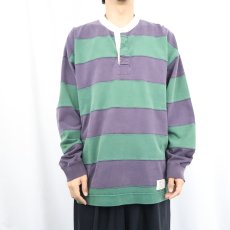 画像2: 90's GAP ファットボーダー柄 コットンラガーシャツ XL (2)