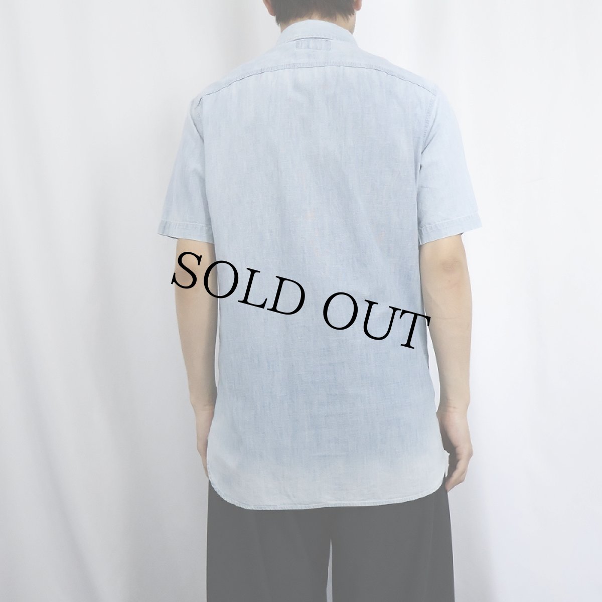 画像3: POLO Ralph Lauren 猫目ボタン マチ付き シャンブレーシャツ S (3)