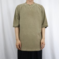画像2: 90's〜 THE TERRITORY AHEAD ヘリンボーン織 ラグランTシャツ L (2)