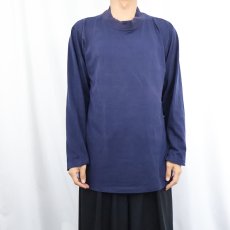 画像2: 80's RUSSELL ATHLETIC USA製 モックネックロンT NAVY L (2)