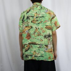 画像3: 70's HAWAIIAN HOLIDAY オールオーバーパターン レーヨンアロハシャツ L (3)