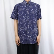 画像2: Ralph Lauren "CUSTOM FIT" 猫目ボタン ペイズリー柄 コットンボタンダウンシャツ NAVY M (2)