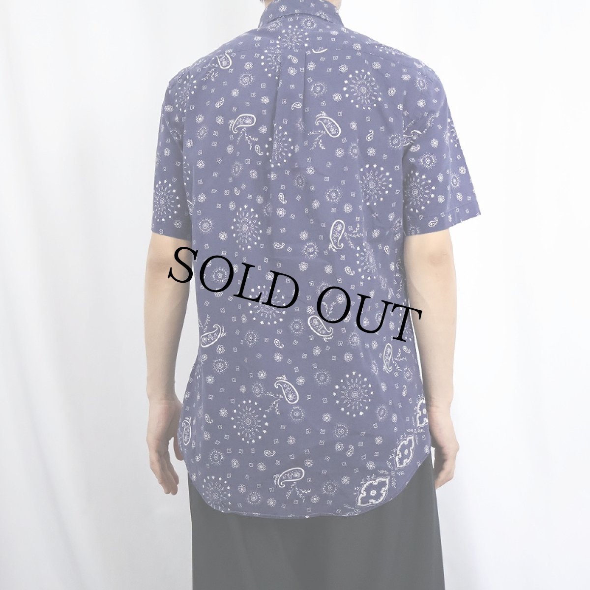 画像3: Ralph Lauren "CUSTOM FIT" 猫目ボタン ペイズリー柄 コットンボタンダウンシャツ NAVY M (3)