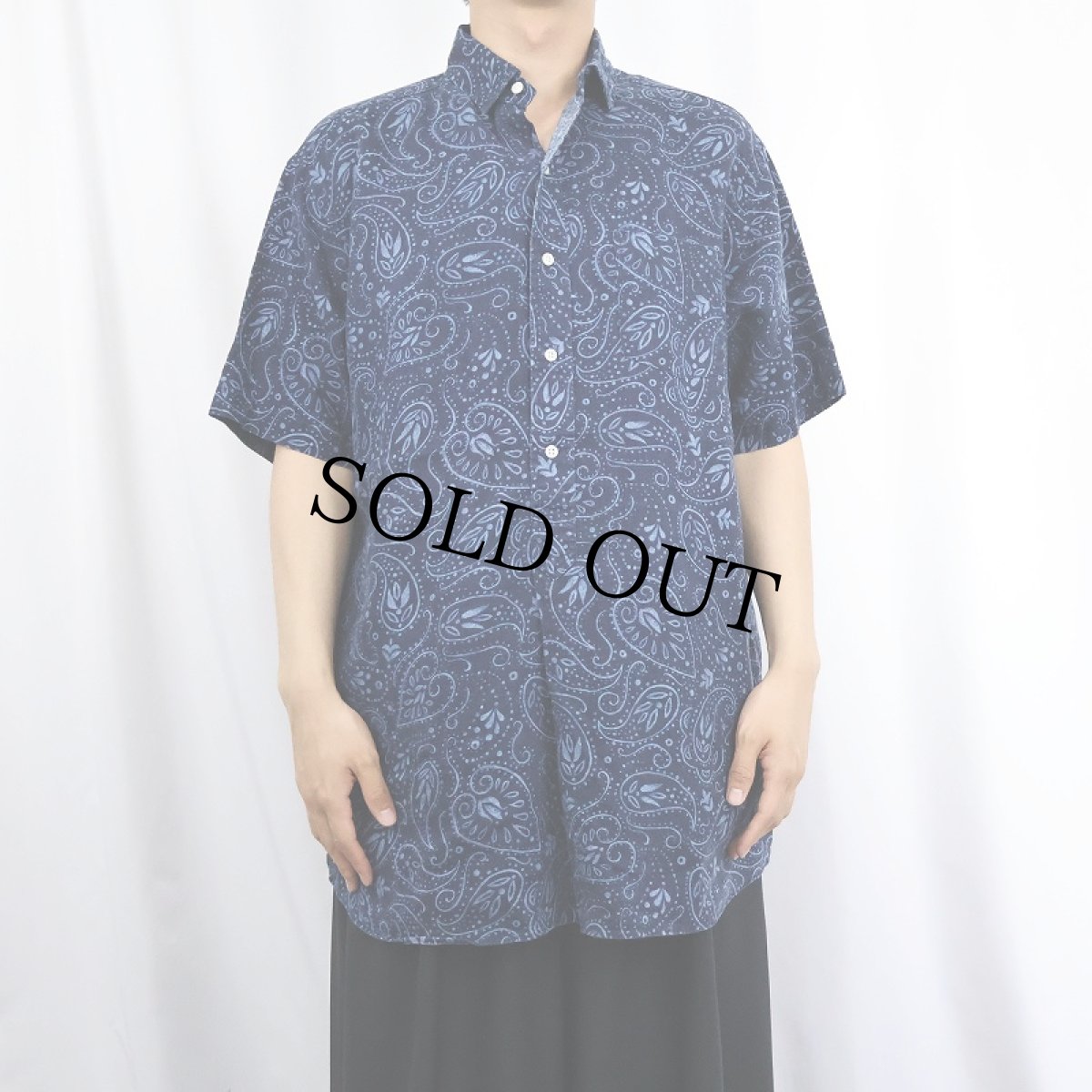 画像2: POLO Ralph Lauren "CAMBRIDGE" ペイズリー柄 リネンプルオーバーシャツ NAVY M (2)