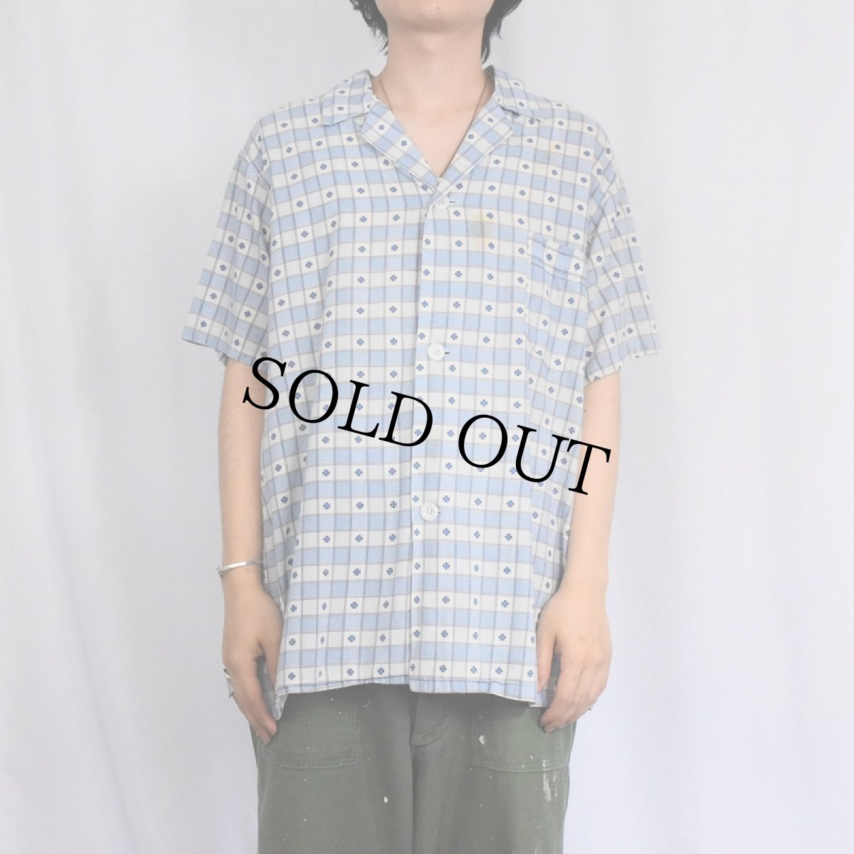 画像2: 60's PENNEY'S チェック柄 コットンパジャマシャツ SIZEC 42-44 (2)