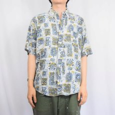 画像2: 60〜70's VAN HEUSEN 417 総柄 コットンボタンダウンシャツ L (2)