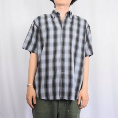 画像2: PENDLETON オンブレーチェック柄 コットンボタンダウンシャツ M (2)
