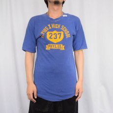 画像3: 60's RUSSELL USA製 "ST.PLUS X HIGH SCHOOL" ダブルフェイス リバーシブルTシャツ L (3)