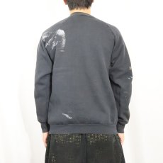 画像3: 90's FRUIT OF THE LOOM USA製 ペンキペイント ラグランスウェット BLACK L (3)