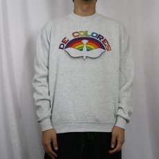 画像2: 90's USA製 "DE COLORES" プリントスウェット L (2)