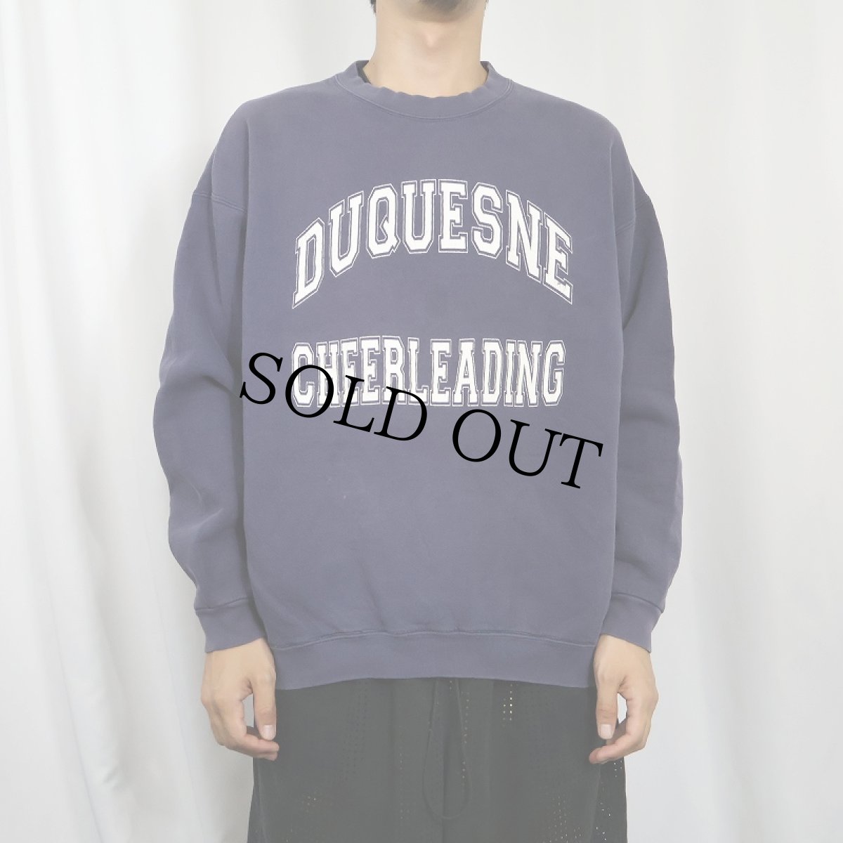 画像2: 90's Lee USA製 "DUQUESNE CHEERLEADING" プリントスウェット NAVY L (2)