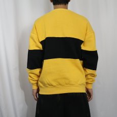 画像3: 90's JANSPORT USA製 "PURDUE" 切り替えデザイン フロッキープリントスウェット L (3)