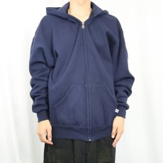 画像2: 90's〜 RUSSELL ATHLETIC スウェットジップパーカー NAVY XL (2)