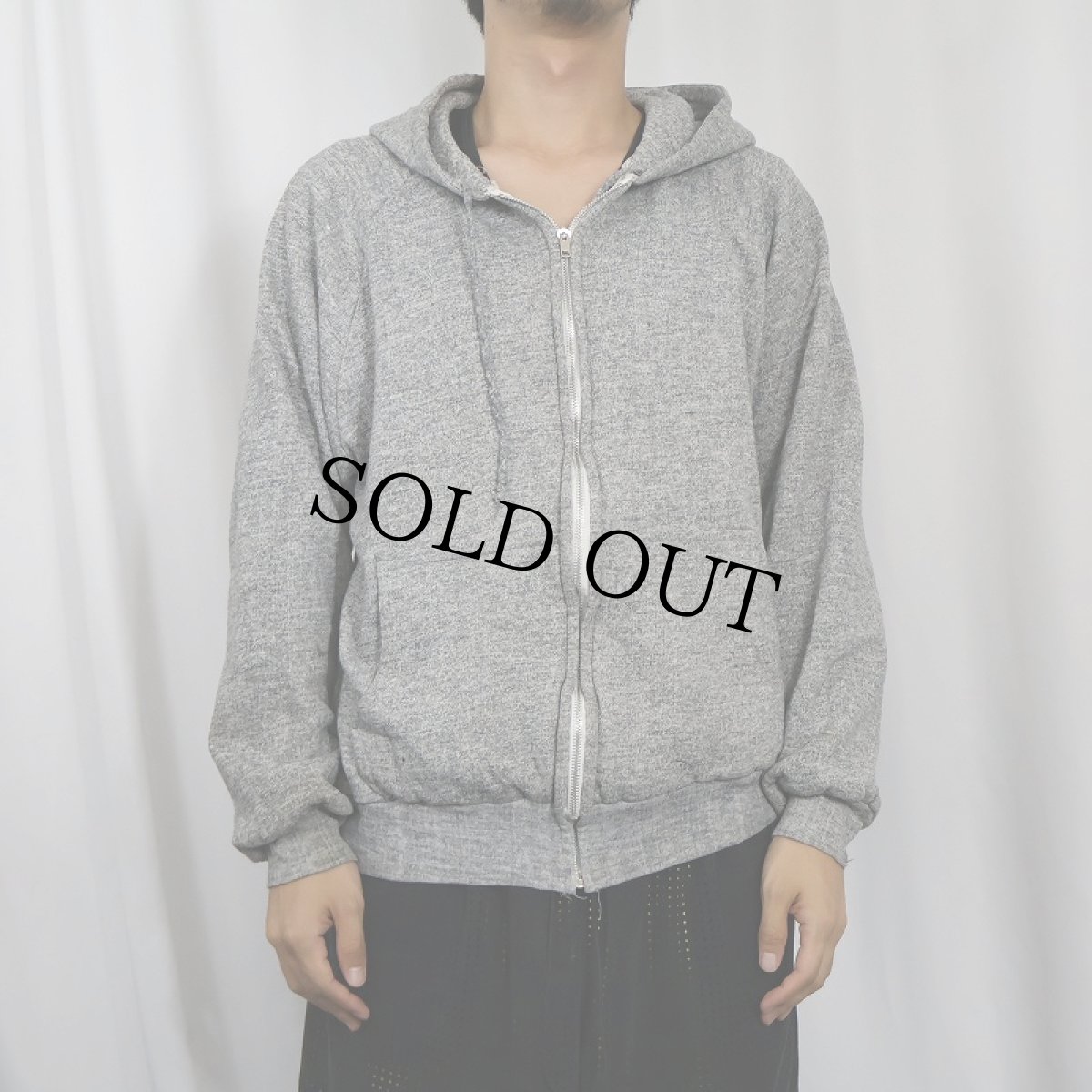 画像2: 80's BIG YANK 裏サーマル スウェットジップパーカー L (2)