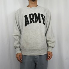 画像2: 80's Champion REVERSE WEAVE トリコタグ USA製 "ARMY" 染み込みプリントスウェット L (2)