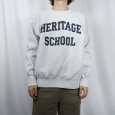 画像2: 90's the cotton exchange USA製 REVERSE WEAVE TYPE "HERITAGE SCHOOL" プリントスウェット L (2)