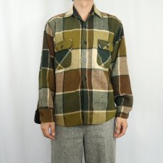 画像2: 80's MANSTYLE チェック柄 CPOシャツジャケット M (2)