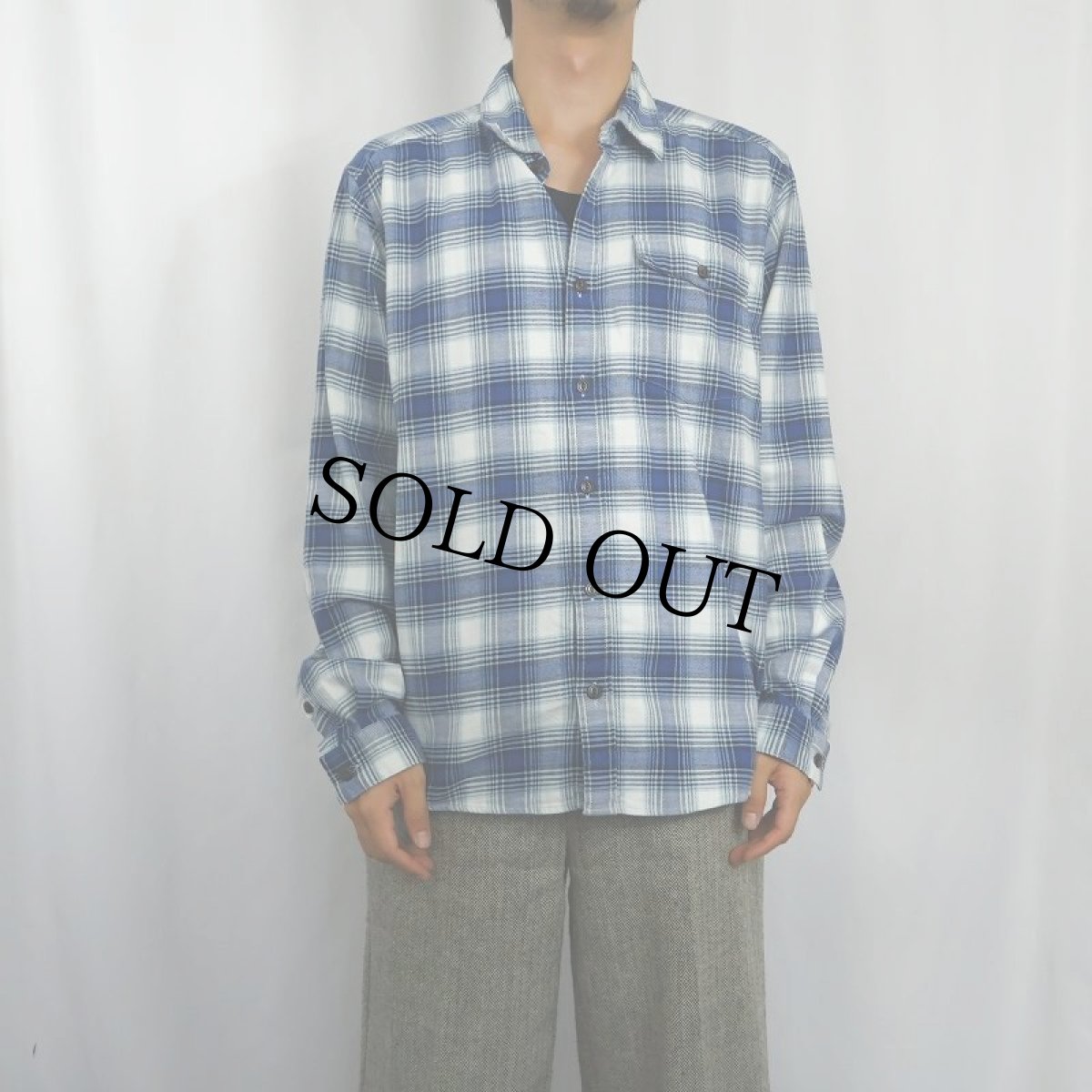 画像2: 2020SS Patagonia "ORGANIC COTTON" 猫目ボタン オンブレーチェック柄 コットンシャツ M (2)