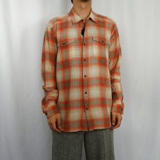 画像2: 2017SS Patagonia オンブレーチェック柄 オーガニックコットンシャツ L (2)