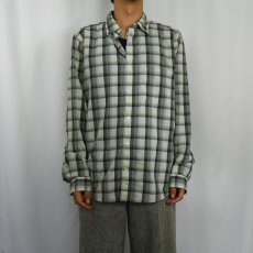 画像2: 2013SS Patagonia チェック柄 ナイロン×ポリエステル シャツ M (2)