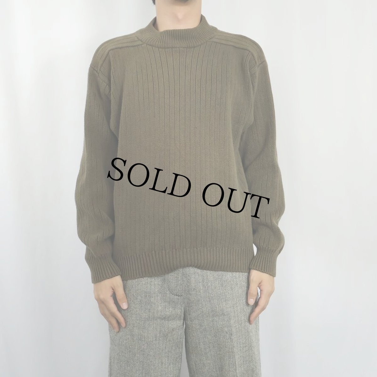 画像2: 80〜90's BANANA REPUBLIC モックネック コットンニットセーター S (2)