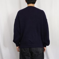 画像3: 90's LACOSTE FRANCE製 ロゴ刺繍 ウールニットカーディガン NAVY SIZE5 (3)