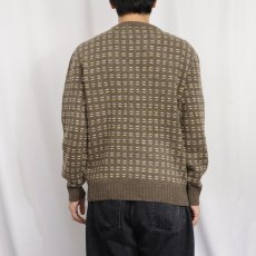 画像4: 70〜80's CHEMISE LACOSTE FRANCE製 総柄 Vネック ウールニットセーター SIZE4 (4)
