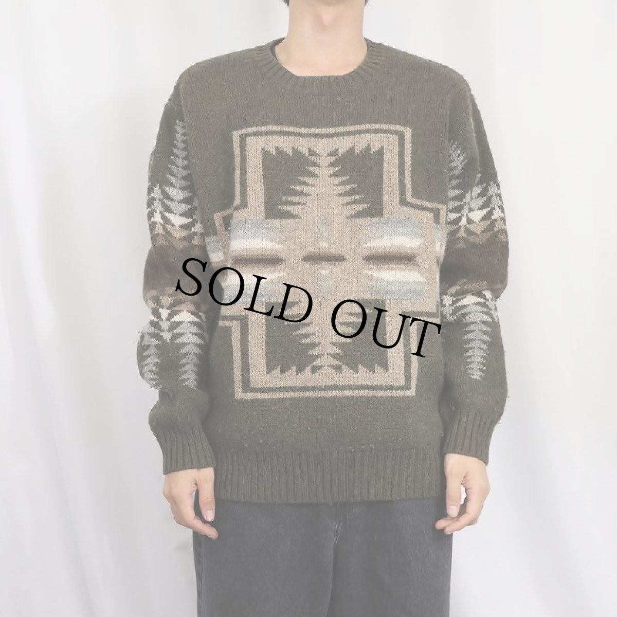 画像2: PENDLETON ネイティブ柄 ウールニットセーター L (2)
