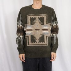 画像2: PENDLETON ネイティブ柄 ウールニットセーター L (2)