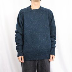 画像2: 60〜70's PENDLETON USA製 カラーネップ混 ウールニットセーター NAVY×GREEN L (2)