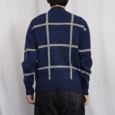 画像4: 80's PURITAN 格子柄 カラーネップ混 ウールニットセーター NAVY L (4)