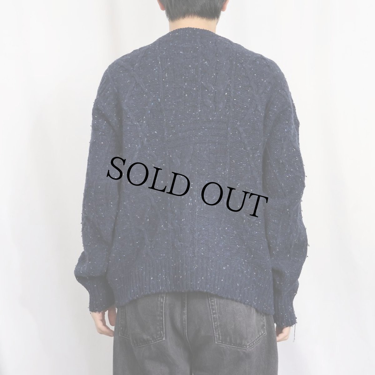 画像3: 90's〜 FOR SAIL カラーネップ混 ケーブルニットセーター NAVY (3)