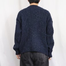 画像3: 90's〜 FOR SAIL カラーネップ混 ケーブルニットセーター NAVY (3)
